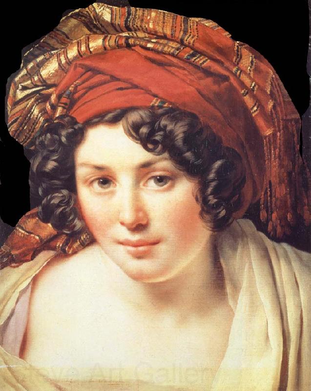 Anne-Louis Girodet-Trioson Head of Young Woman Wearing a Turban Norge oil painting art